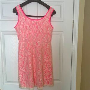 Pink Sleeveless Scoop Neck Sundress for Wedding Guest